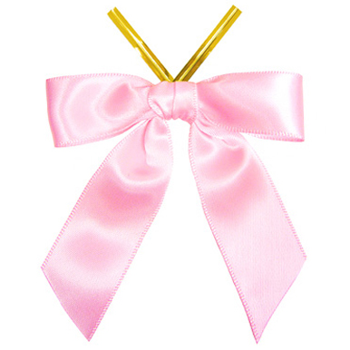 Pink Satin Twist Tie Bow